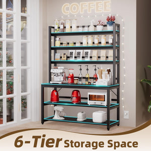 6-Tier Baker's Rack with Hutch & Storage Shelves