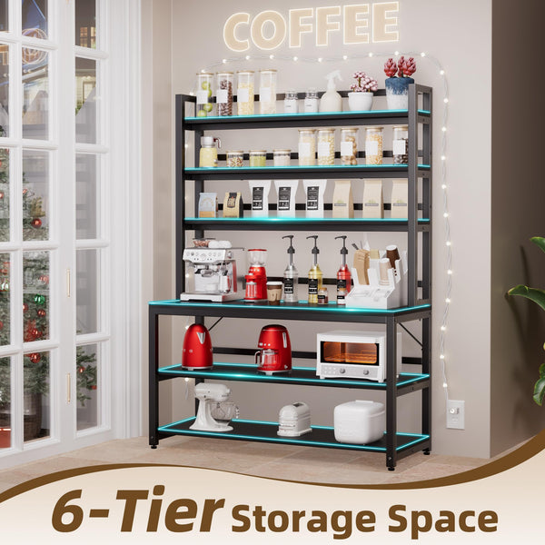 6-Tier Baker's Rack with Hutch & Storage Shelves