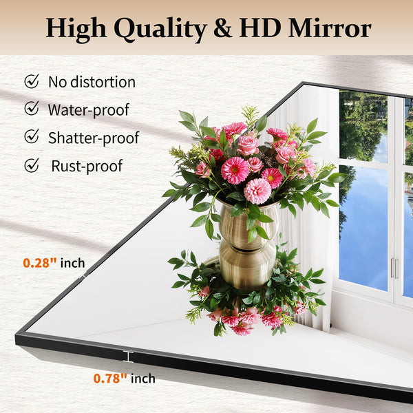 42 Inch Square Wall Mirror with Metal Frame
