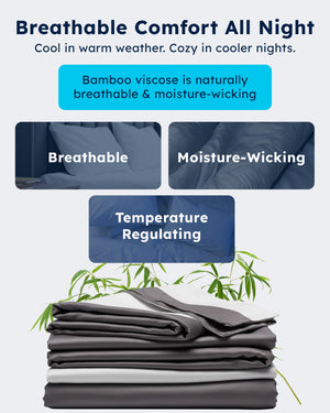 Bamboo Viscose Sheets & Duvet Cover Set – Cooling Bedding, 6-Piece