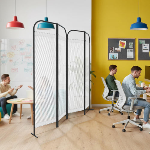 4-Panel Freestanding Room Divider with 3D Fabric Panels