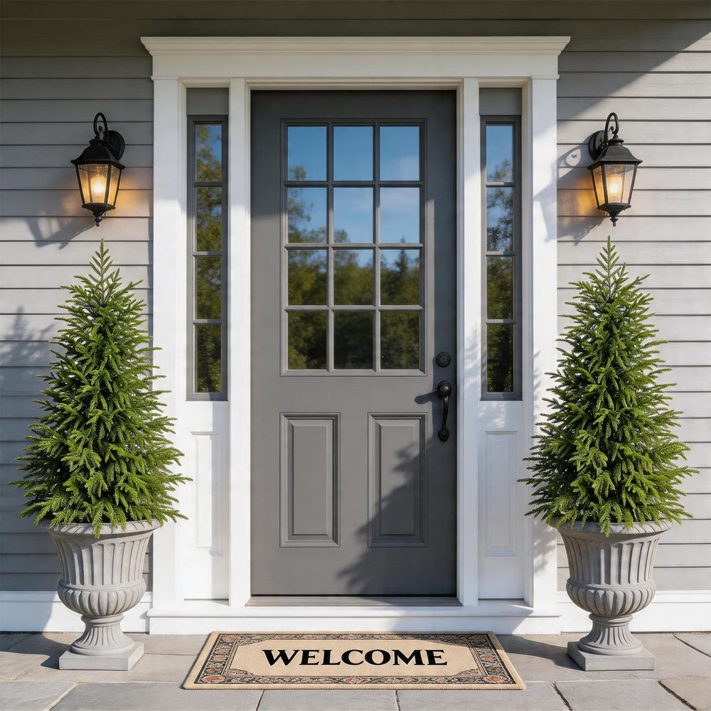 Artificial Norfolk Pine Tree 2-Pack — Indoor & Outdoor Faux Potted Topiary