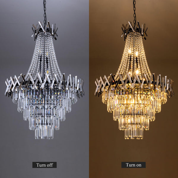 Black Crystal Chandelier – French Empire Style, 31 Inch