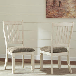 Antique White Upholstered Dining Chair Set of 2