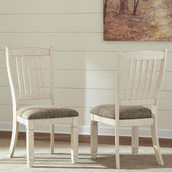 Antique White Upholstered Dining Chair Set of 2