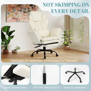 Wide Seat Reclining Office Chair with Flip Armrests & Footrest