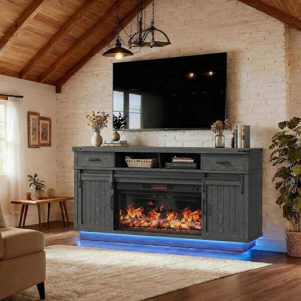 70-Inch Fireplace TV Stand with 36-Inch Electric Fireplace