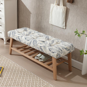 Upholstered Storage Bench with Shoe Shelf