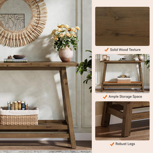 Farmhouse Console Table with Storage Shelf
