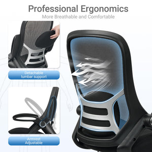 Tall Drafting Chair with Flip-Up Armrests & Adjustable Footrest