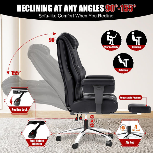 Big and Tall Reclining Office Chair with Footrest