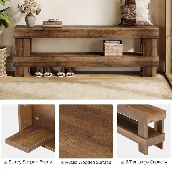 59" Entryway Shoe Bench with Storage Shelf