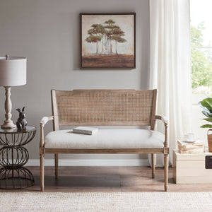 Farmhouse Settee with Rattan Back & Padded Arms