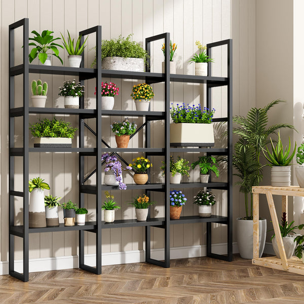 Triple Wide 5-Tier Industrial Bookshelf