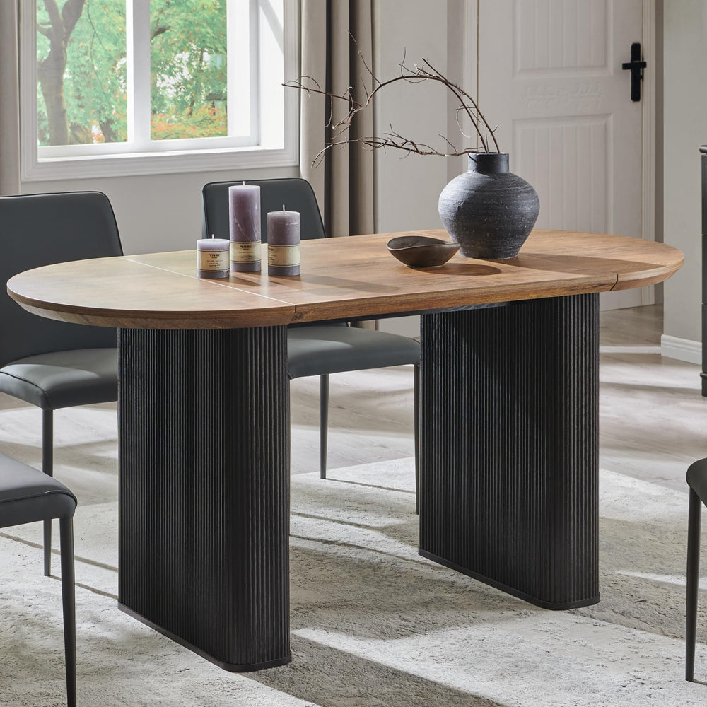 63" Fluted Oval Dining Table for 4–6 | Mid-Century Modern | Engineered Wood