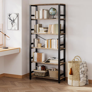 6-Tier Industrial Bookshelf, 31.5" Wide