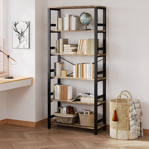6-Tier Industrial Bookshelf, 31.5" Wide