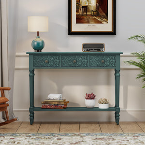 Console Table with 3 Drawers & Open Shelf