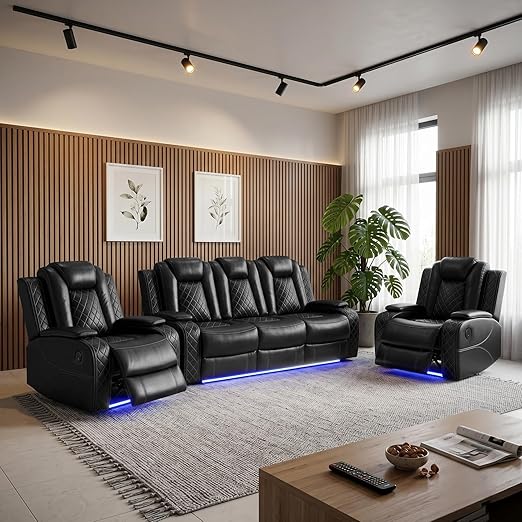 Power Reclining Sectional Sofa Set with USB Charging