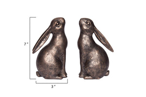 Bronze Resin Rabbit Bookends Set of 2