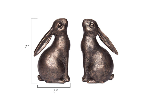 Bronze Resin Rabbit Bookends Set of 2