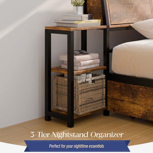 Twin Corner Bed Frame with Storage & LED Lights
