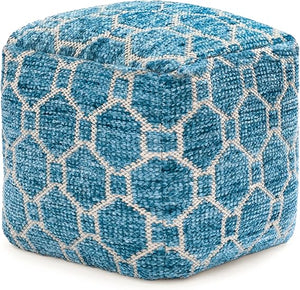Square Pouf Ottoman Footrest – Cotton Polyester Floor Seating