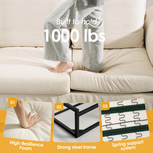 3-Seater Sofa with Removable Slipcover & High Back Support