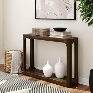 Solid Wood Console Table with Storage Shelf