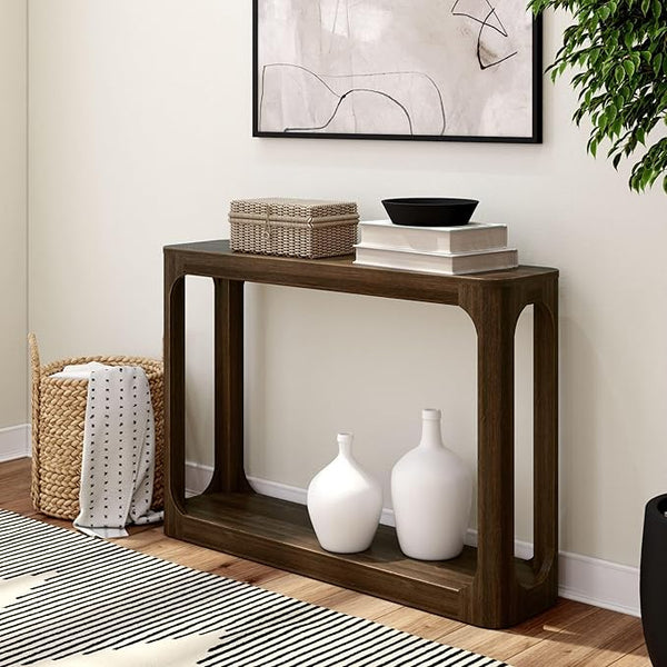 Solid Wood Console Table with Storage Shelf
