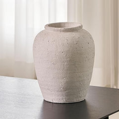 White Ceramic Oval Vase – Zen Minimalist Farmhouse Decor