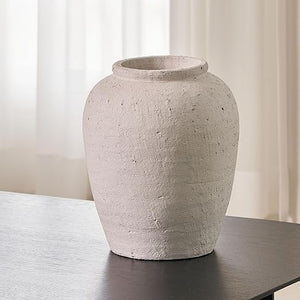 White Ceramic Oval Vase – Zen Minimalist Farmhouse Decor