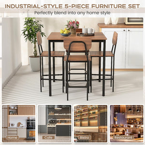 5-Piece Counter Height Dining Table Set with 4 Bar Stools