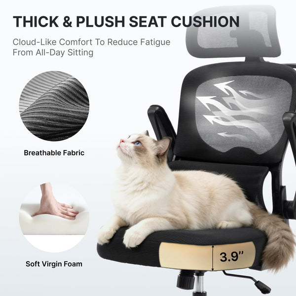 Ergonomic Mesh Office Chair with 3D Headrest & Lumbar Support