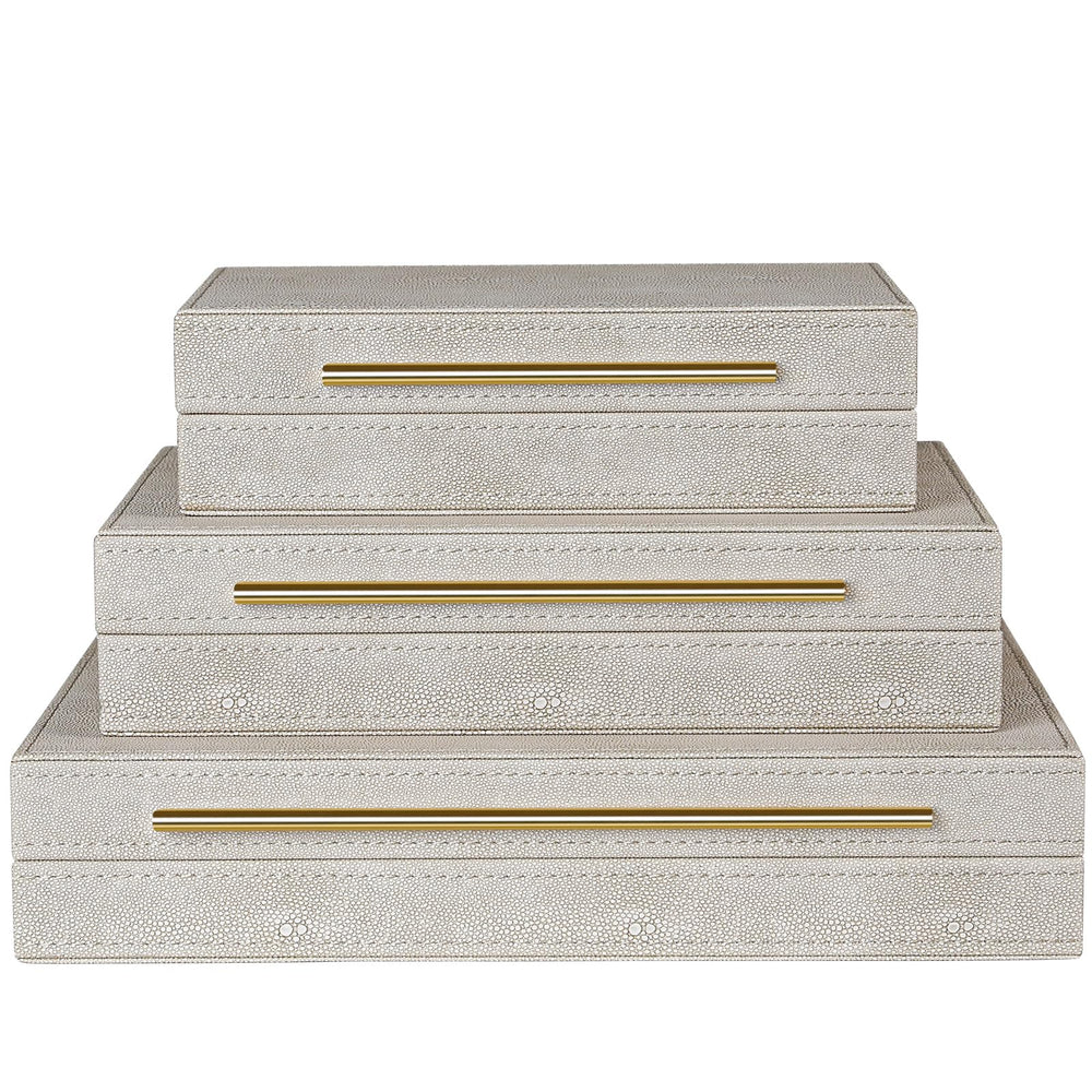 Set of 3 Shagreen Decorative Boxes with Velvet Lining