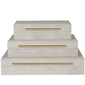 Set of 3 Shagreen Decorative Boxes with Velvet Lining