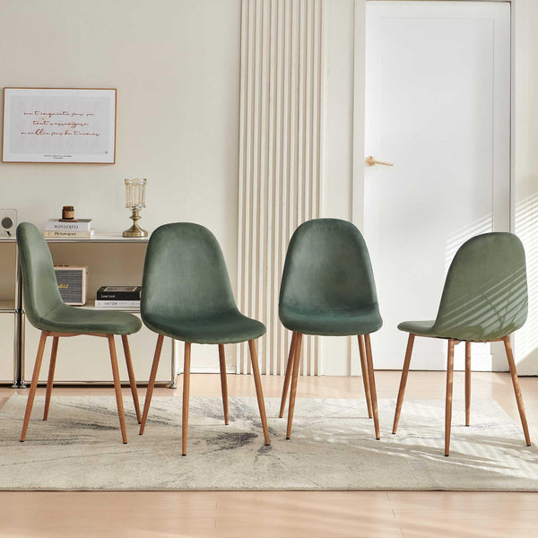 Velvet Dining Chairs Set of 4 with Metal Legs