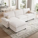 Modular L-Shaped Sectional Sofa with Ottoman