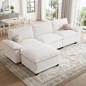 Modular L-Shaped Sectional Sofa with Ottoman
