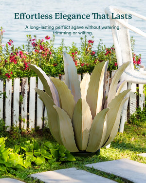 Metal Agave Plant Outdoor Decor Sculpture – 25.5" H Weather-Resistant Rustic Garden Art