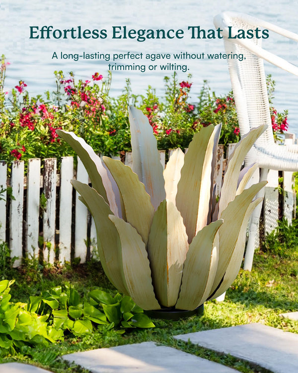Metal Agave Plant Outdoor Decor Sculpture – 25.5" H Weather-Resistant Rustic Garden Art