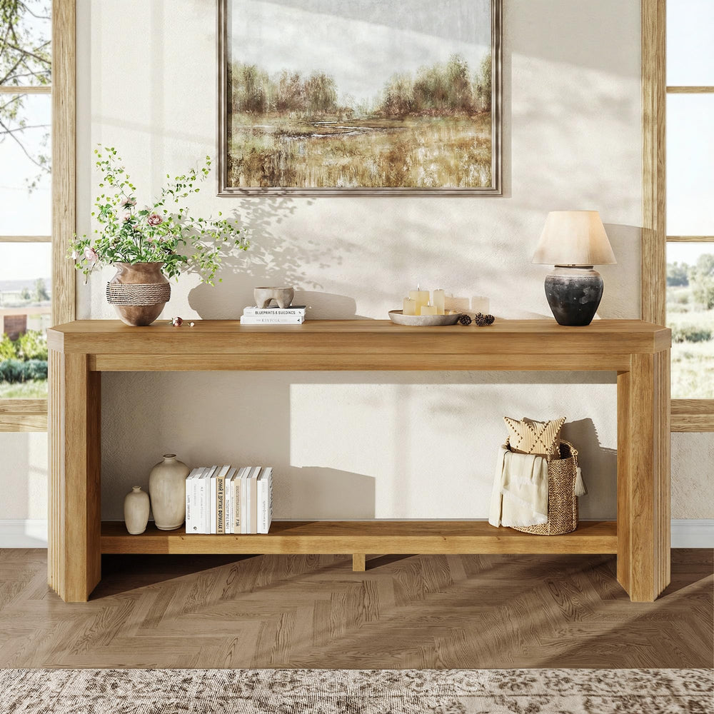 70-Inch Console Table for Entryway with Open Storage