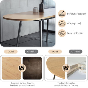 Extendable Oval Dining Table with Metal Legs