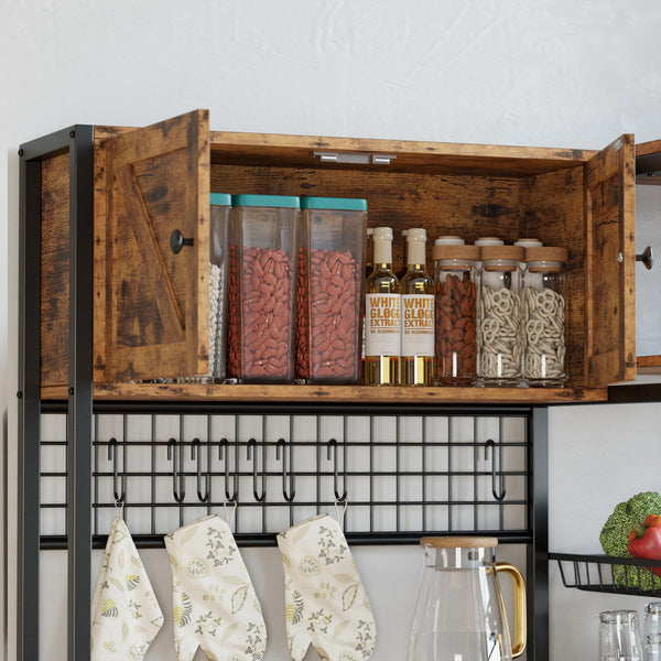 Baker's Rack with Cabinets & Power Outlet