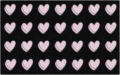 Educational Area Rug for Kids Classroom & Playroom — Hearts on Black