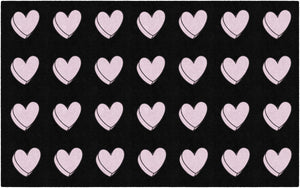Educational Area Rug for Kids Classroom & Playroom — Hearts on Black