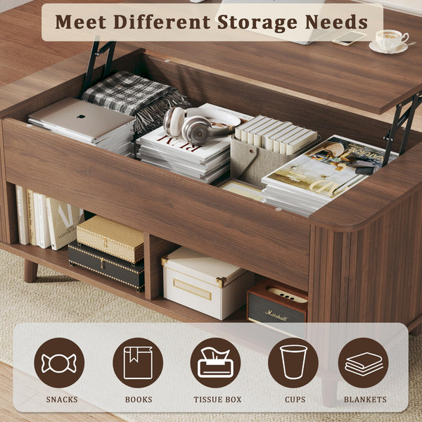 Lift-Top Coffee Table with Hidden Storage