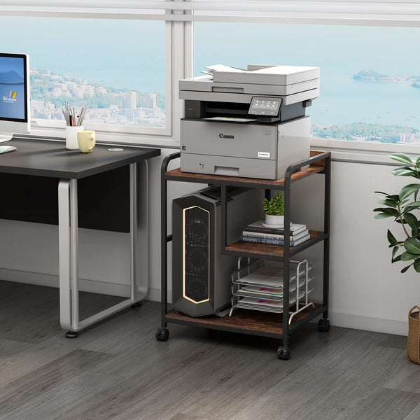 Large Printer Stand with Wheels & Storage