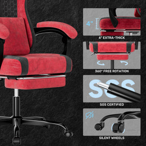 Ergonomic High-Back Gaming Chair with Massage Lumbar Support & Footrest