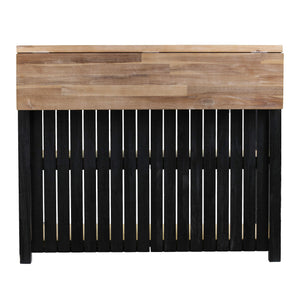 Expandable Freestanding Kitchen Island – Black & Natural